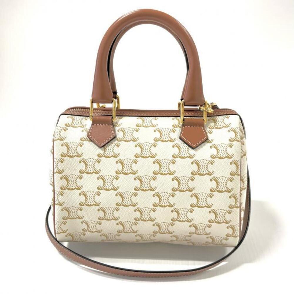 Celine Triomphe Small Boston Shoulder Bag Handbag White CELINE